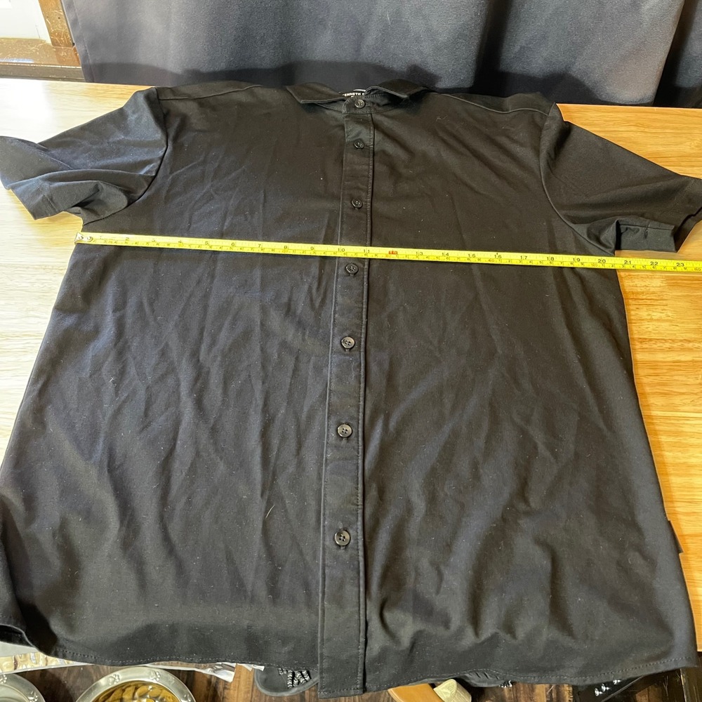 Kenneth Cole New York Mens Slim Fit Short Sleeve Button Down Shirt Black Medium - Picture 6 of 7